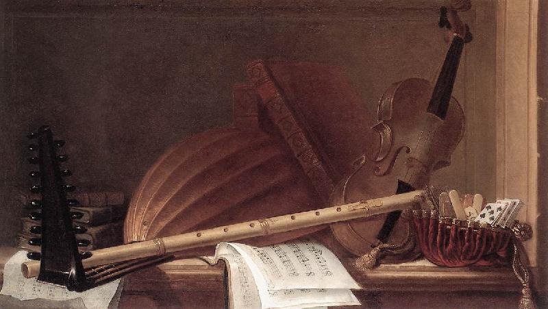 HUILLIOT, Pierre Nicolas Still-Life of Musical Instruments sf Germany oil painting art